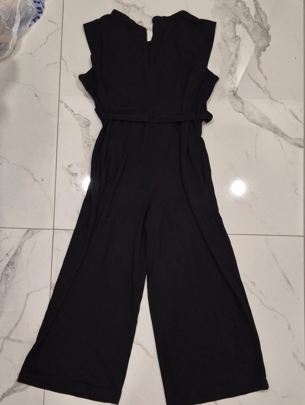 Max Studio Black Sleeveless Wide-Leg Jumpsuit with Tie